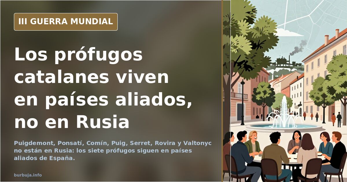 Mapa de Europa con los países aliados de España marcados frente a Rusia, ilustrando dónde residen los prófugos catalanes