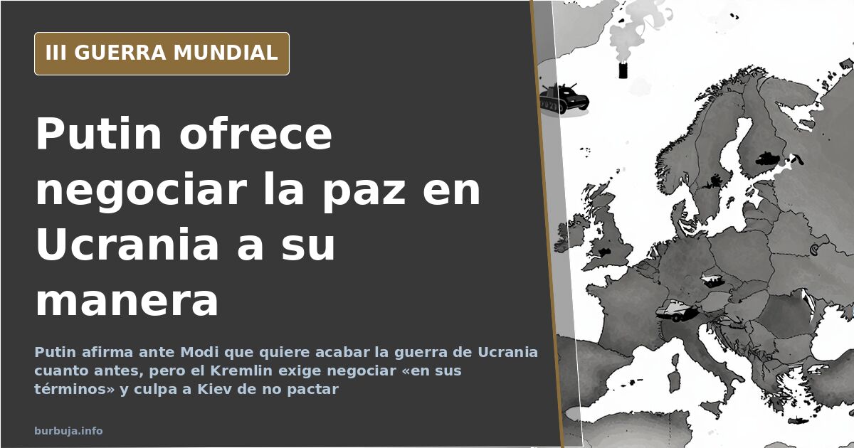 Mapa desaturado de Ucrania con siluetas de equipo militar y humo lejano en el horizonte