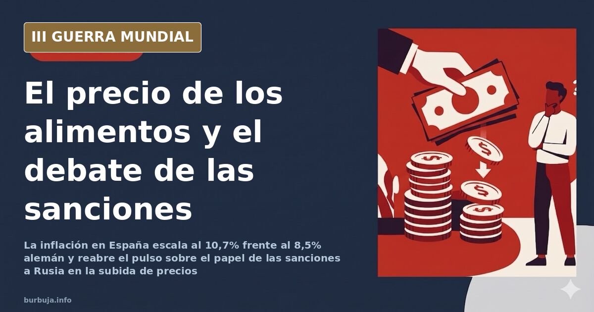 Carrito de supermercado con productos básicos y etiquetas de precio en una cesta de la compra marcada por la inflación