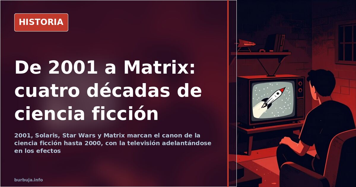 Fotogramas de películas de ciencia ficción clásica con naves espaciales y criaturas entre 1960 y 2000