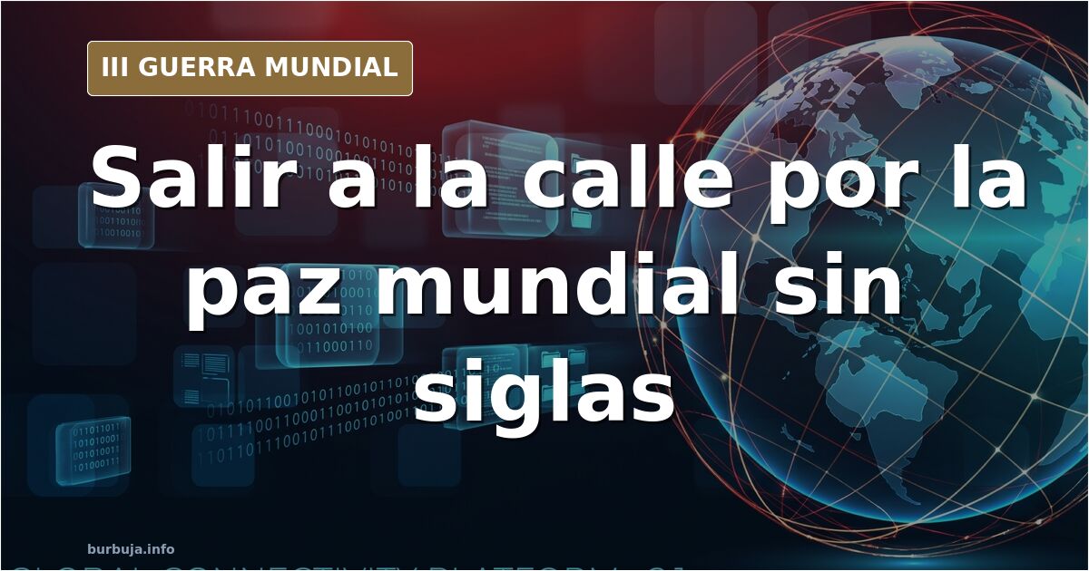 Ilustración de una multitud en una plaza pidiendo la paz mundial
