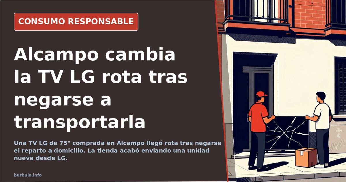 Alcampo cambia la TV LG rota tras negarse a transportarla