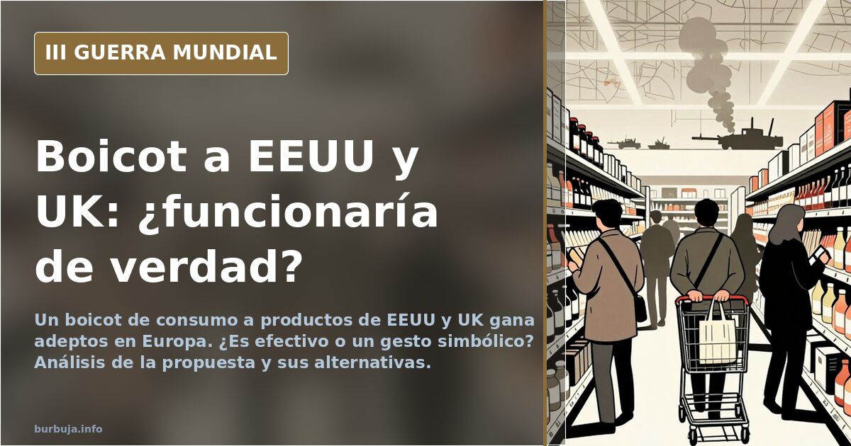 Mapa de Europa con rutas comerciales y siluetas de gasoductos, ilustrando el boicot a productos de EEUU y UK