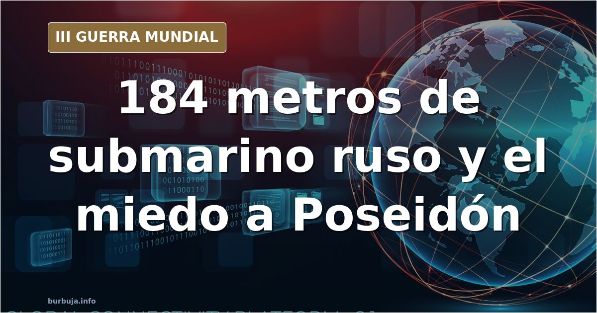 Silueta de un submarino nuclear ruso sumergido bajo el hielo del Ártico con el Belgorod y su estela en el agua