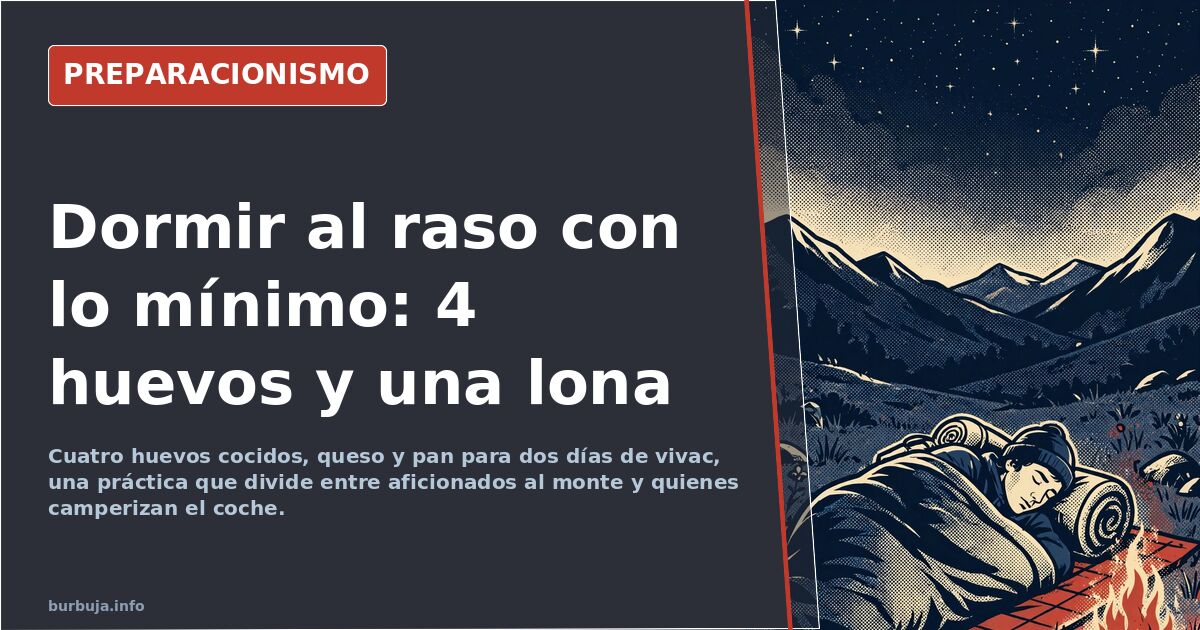 Mochila, saco de dormir y hornillo esbit preparados para dos días de vivac en la montaña