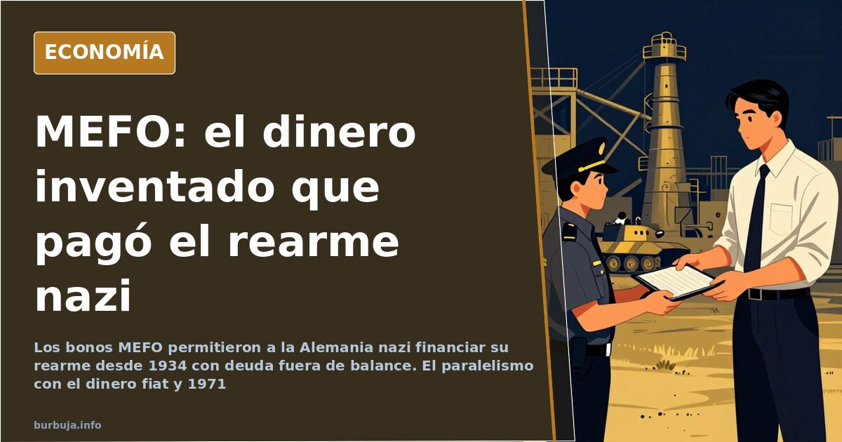 Documentos financieros de los años treinta bajo una lente de aumento, ilustrando los bonos MEFO del rearme alemán