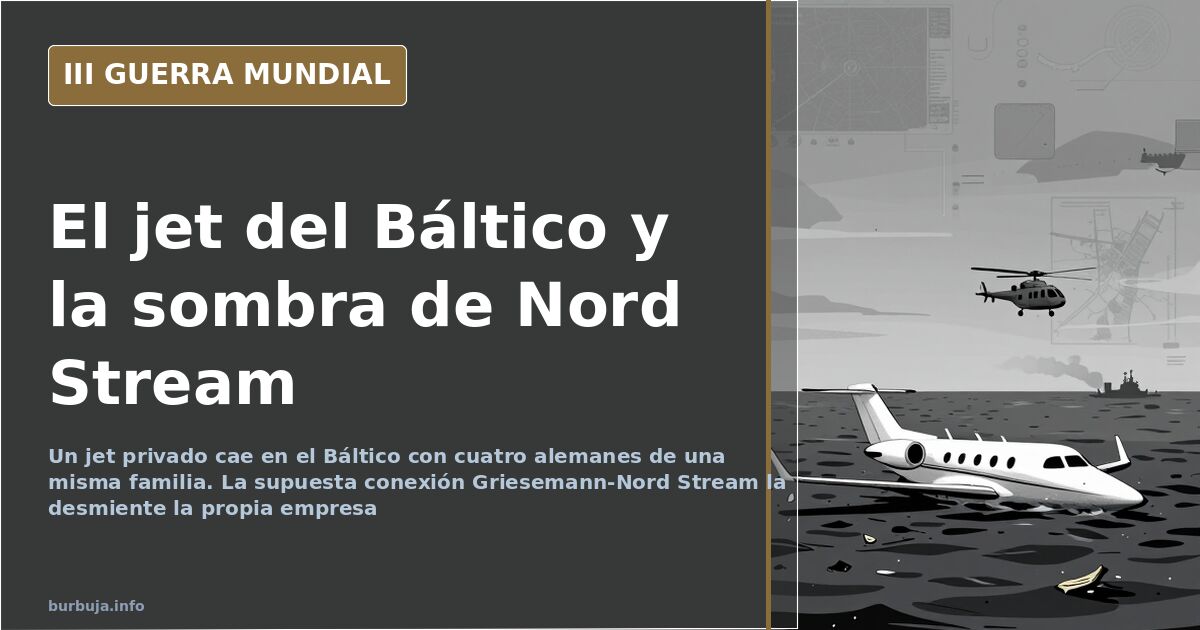Silueta de un avión privado sobre el mar Báltico, ilustración desaturada sobre el siniestro aéreo