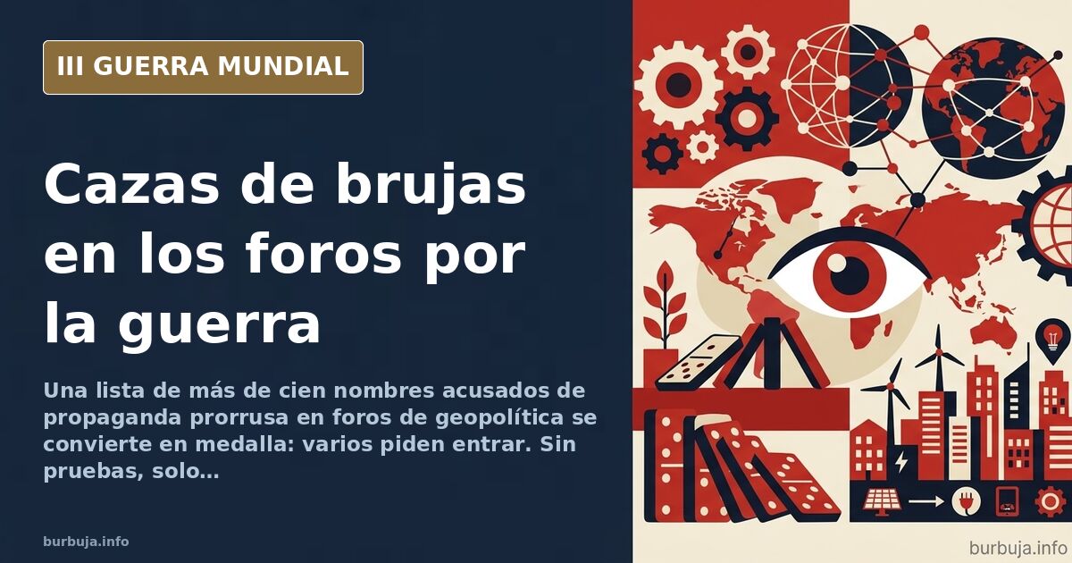 Ilustración documental desaturada de un mapa de Europa del Este con siluetas de equipos militares y humo lejano en el horizon