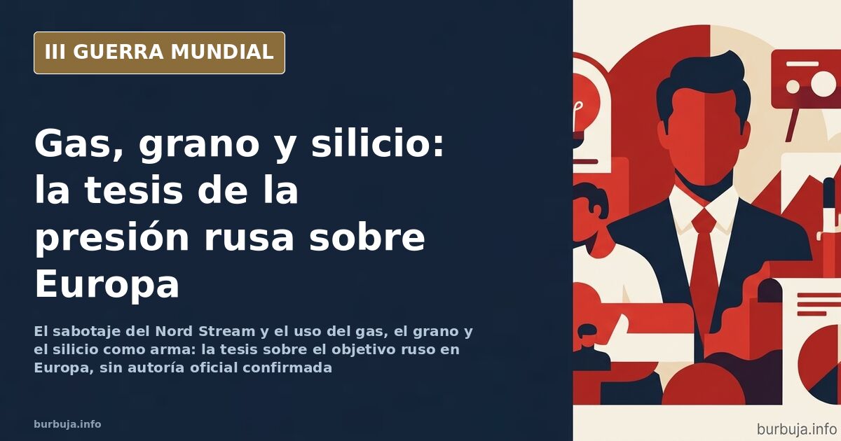Infografía desaturada con un mapa de Europa oriental y la ruta de un gasoducto señalada sobre el terreno