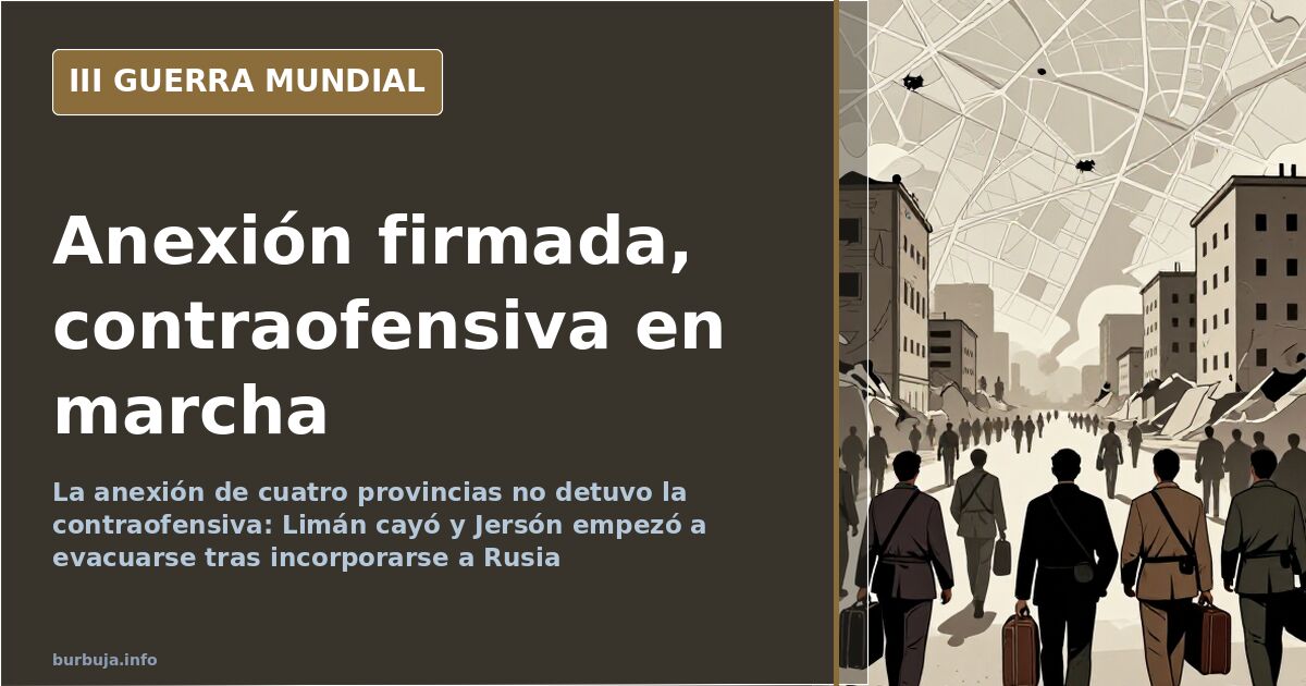 Mapa desaturado del sur de Ucrania con líneas de frente marcadas y siluetas de vehículos militares en la distancia