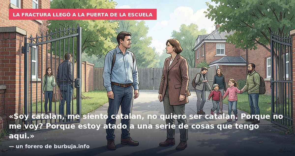 La fractura llegó a la puerta de la escuela: «Soy catalan, me siento catalan, no quiero ser catalan. Porque no me voy? Porque estoy atado a una serie de cosas que tengo aqui.» — un forero de burbuja.info