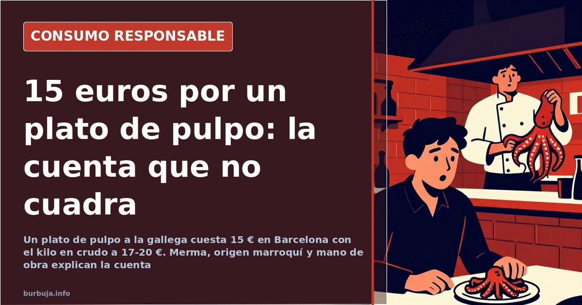 Ración de pulpo a la gallega con patatas y pimentón servida en un plato de bar, con el precio marcado en la carta