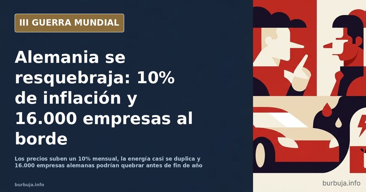 Ilustración sobria en tonos apagados de la crisis energética alemana con el gasoducto Nord Stream inutilizado y siluetas de i