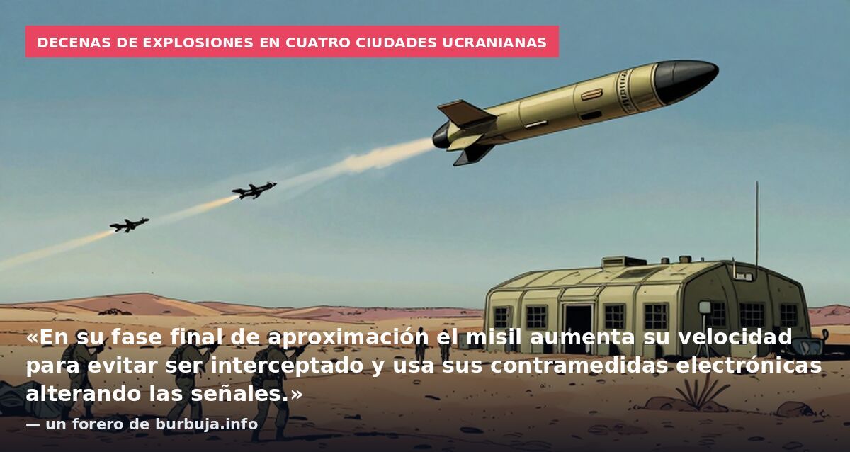 Decenas de explosiones en cuatro ciudades ucranianas: «En su fase final de aproximación el misil aumenta su velocidad para evitar ser interceptado y usa sus contramedidas electrónicas alterando las señales.» — un forero de burbuja.info