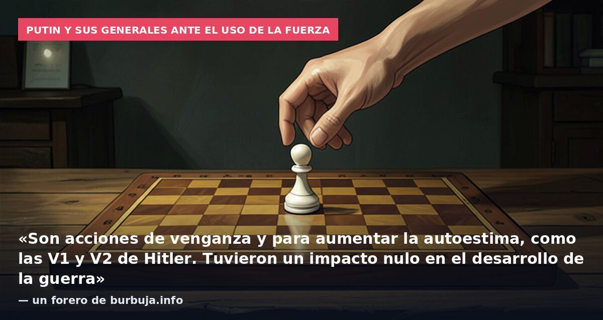 Putin y sus generales ante el uso de la fuerza: «Son acciones de venganza y para aumentar la autoestima, como las V1 y V2 de Hitler. Tuvieron un impacto nulo en el desarrollo de la guerra» — un forero de burbuja.info