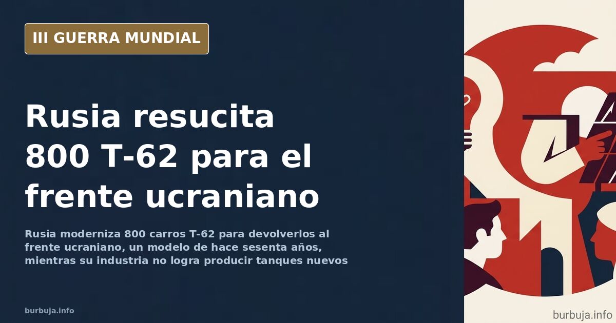 Taller industrial con operarios veteranos soldando módulos de blindaje reactivo sobre la torreta de un carro de combate T-62