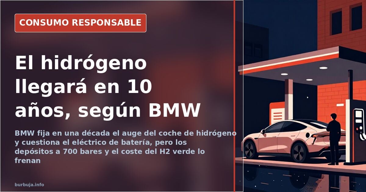 Surtidor de hidrógeno junto a un coche de pila de combustible con depósitos a alta presión de fondo