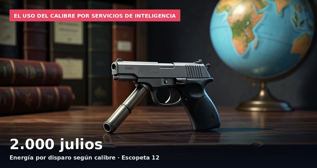 El uso del calibre por servicios de inteligencia: 2.000 julios Energía por disparo según calibre · Escopeta 12