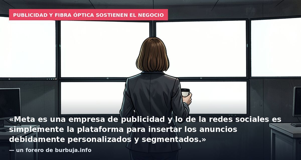 Publicidad y fibra óptica sostienen el negocio: «Meta es una empresa de publicidad y lo de la redes sociales es simplemente la plataforma para insertar los anuncios debidamente personalizados y segmentados.» — un forero de burbuja.info