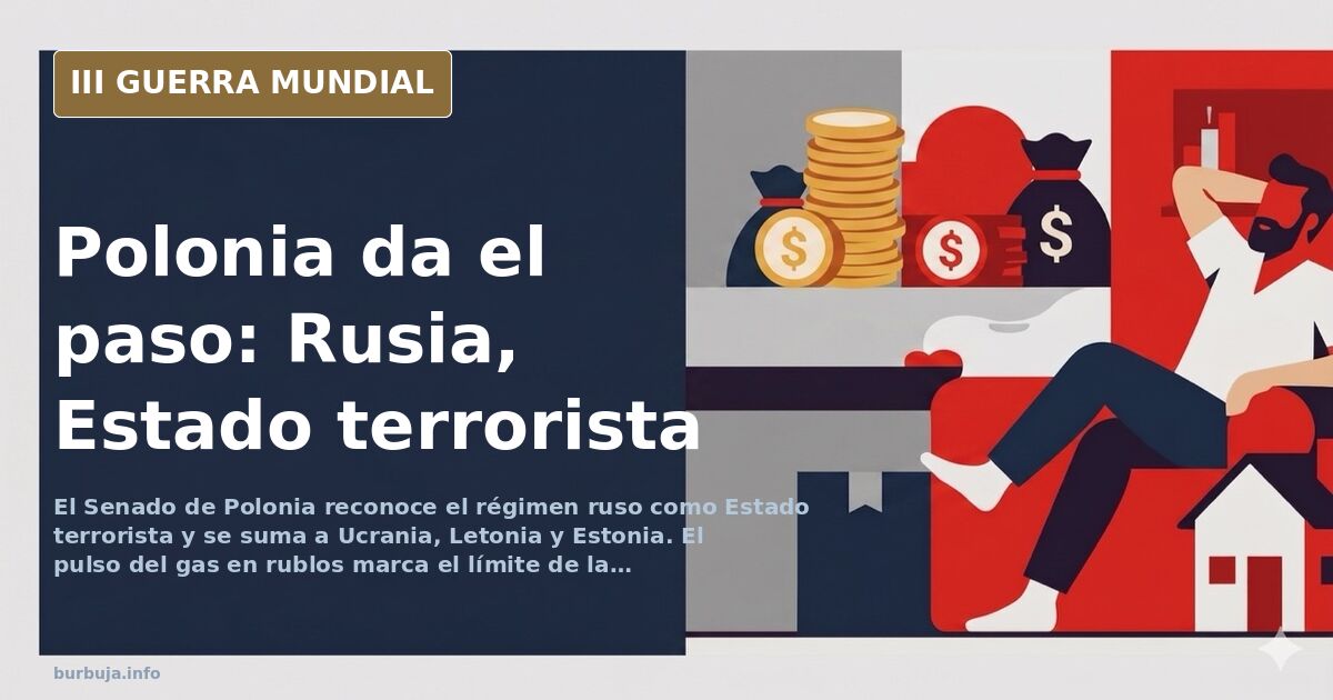 Sede del Senado de Polonia con banderas nacionales ondeando en un día gris, en el contexto del reconocimiento del régimen rus