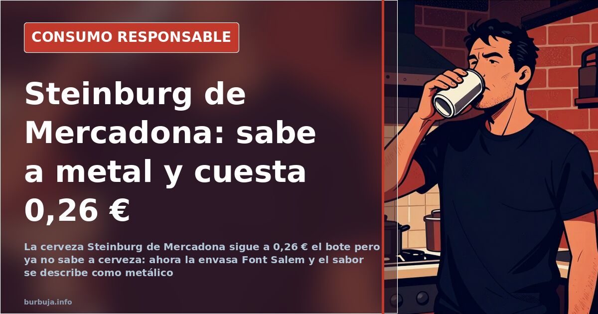 Lata de cerveza Steinburg de 330 ml en la estantería de un supermercado, junto a otras cervezas blancas de marca blanca