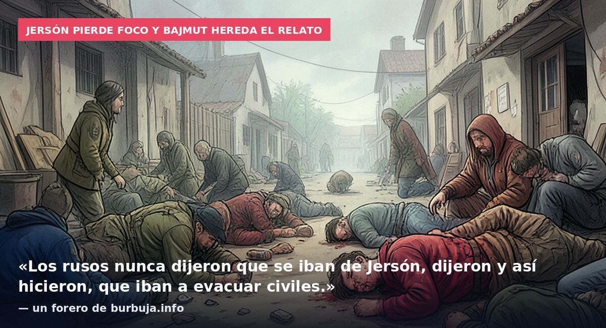 Jersón pierde foco y Bajmut hereda el relato: «Los rusos nunca dijeron que se iban de Jersón, dijeron y así hicieron, que iban a evacuar civiles.» — un forero de burbuja.info