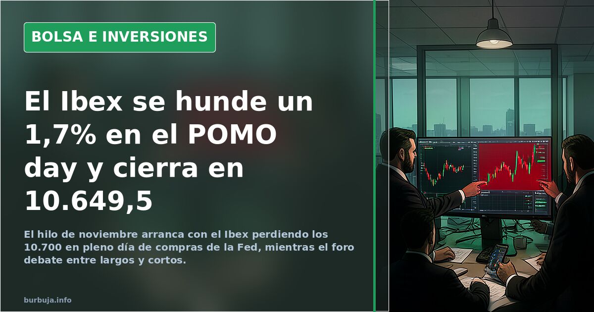 El Ibex se hunde un 1,7% en el POMO day y cierra en 10.649,5