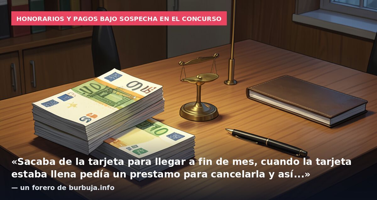 Honorarios y pagos bajo sospecha en el concurso: «Sacaba de la tarjeta para llegar a fin de mes, cuando la tarjeta estaba llena pedía un prestamo para cancelarla y así...» — un forero de burbuja.info