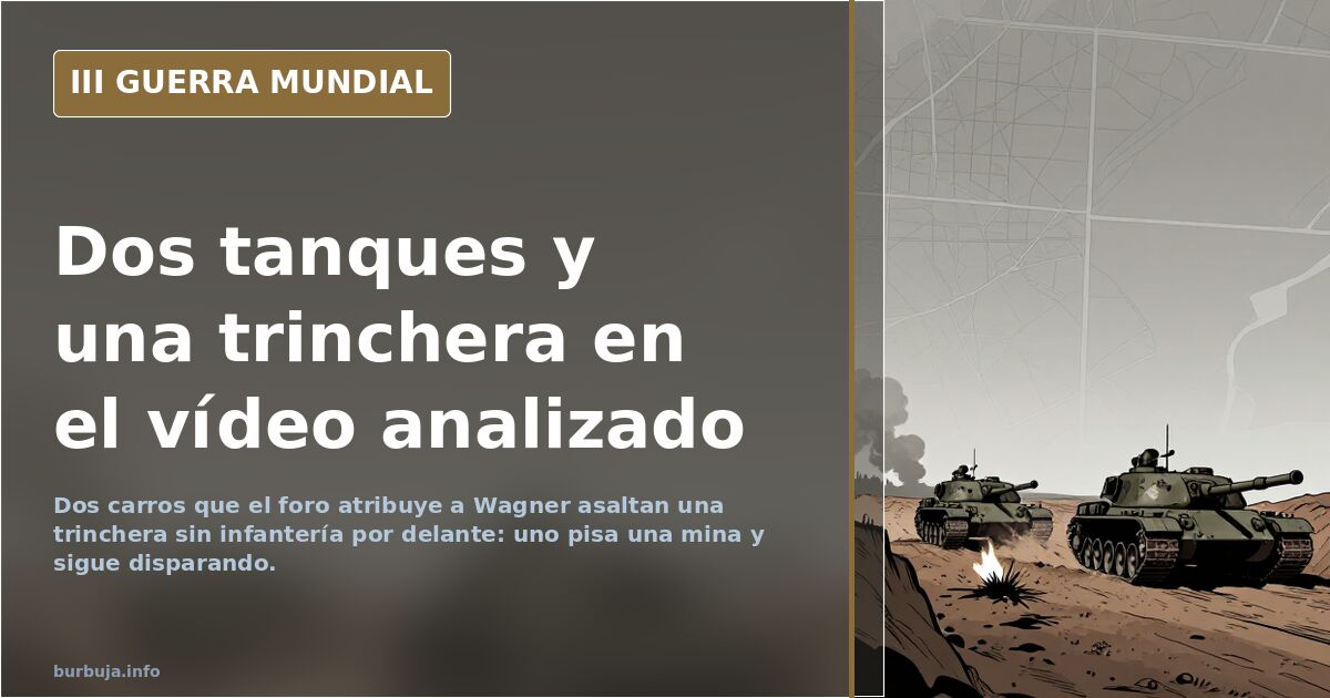 Dos tanques que el debate atribuye a Wagner avanzan hacia una trinchera con la infantería detrás
