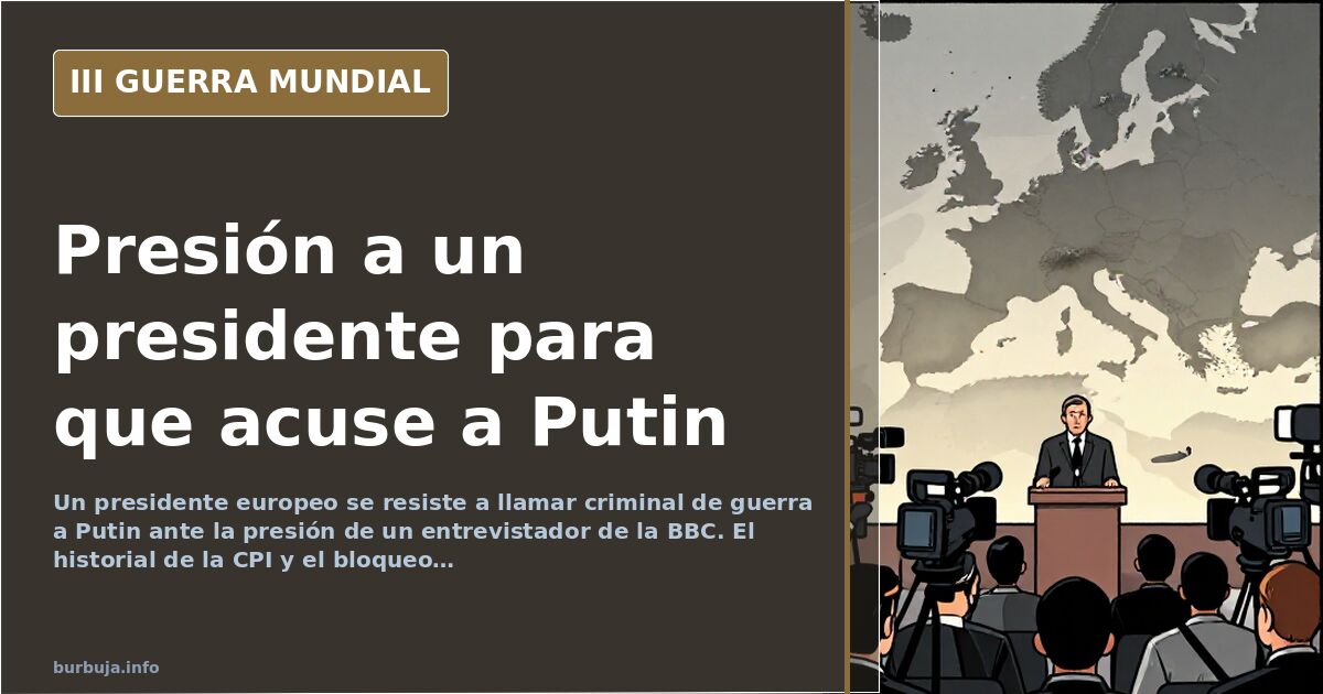Silueta de un líder ante micrófonos de prensa con mapa de Europa al fondo y columnas de humo lejano en el horizonte