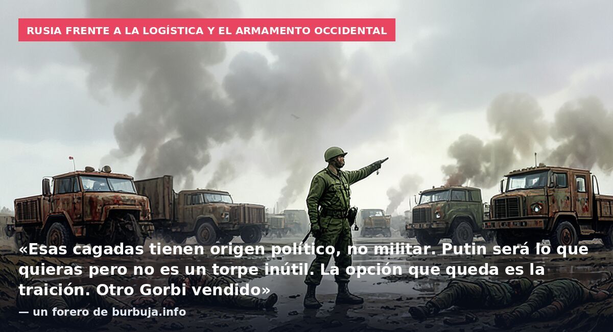 Rusia frente a la logística y el armamento occidental: «Esas cagadas tienen origen político, no militar. Putin será lo que quieras pero no es un torpe inútil. La opción que queda es la traición. Otro Gorbi vendido» — un forero de burbuja.info