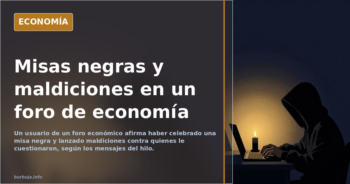 Ilustración editorial de un hombre con capucha frente a una pantalla de cotizaciones, rodeado de velas negras y símbolos ocul