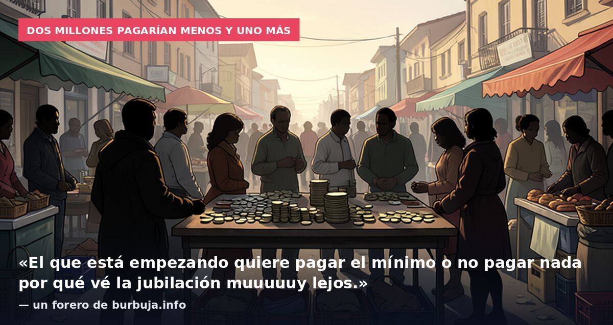 Dos millones pagarían menos y uno más: «El que está empezando quiere pagar el mínimo o no pagar nada por qué vé la jubilación muuuuuy lejos.» — un forero de burbuja.info