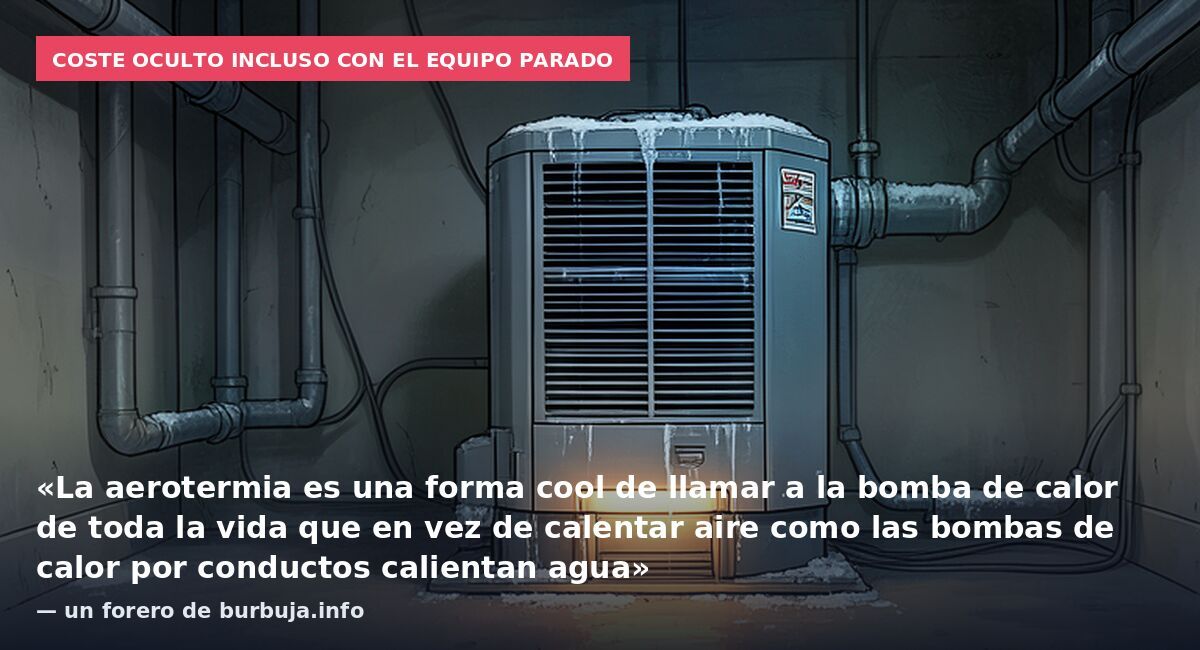 Coste oculto incluso con el equipo parado: «La aerotermia es una forma cool de llamar a la bomba de calor de toda la vida que en vez de calentar aire como las bombas de calor por conductos calientan agua» — un forero de burbuja.info