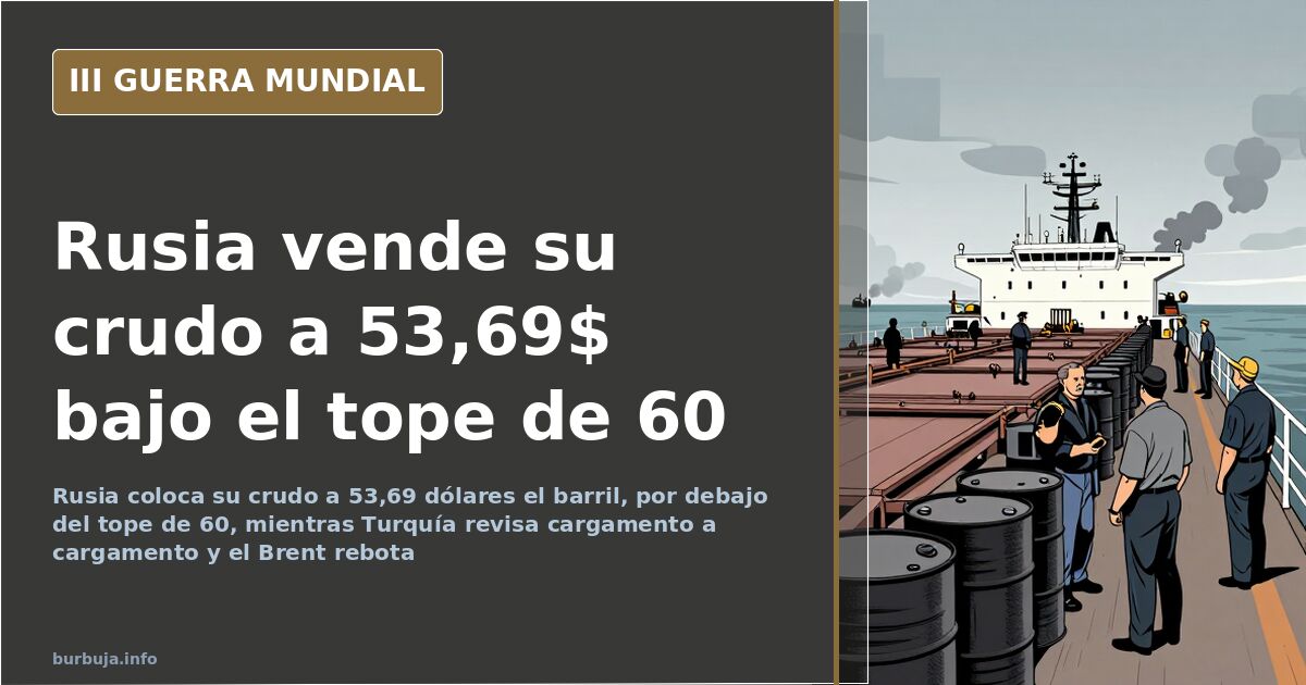 Rusia malvende su crudo a 53,69$ y el tope de 60 no limita