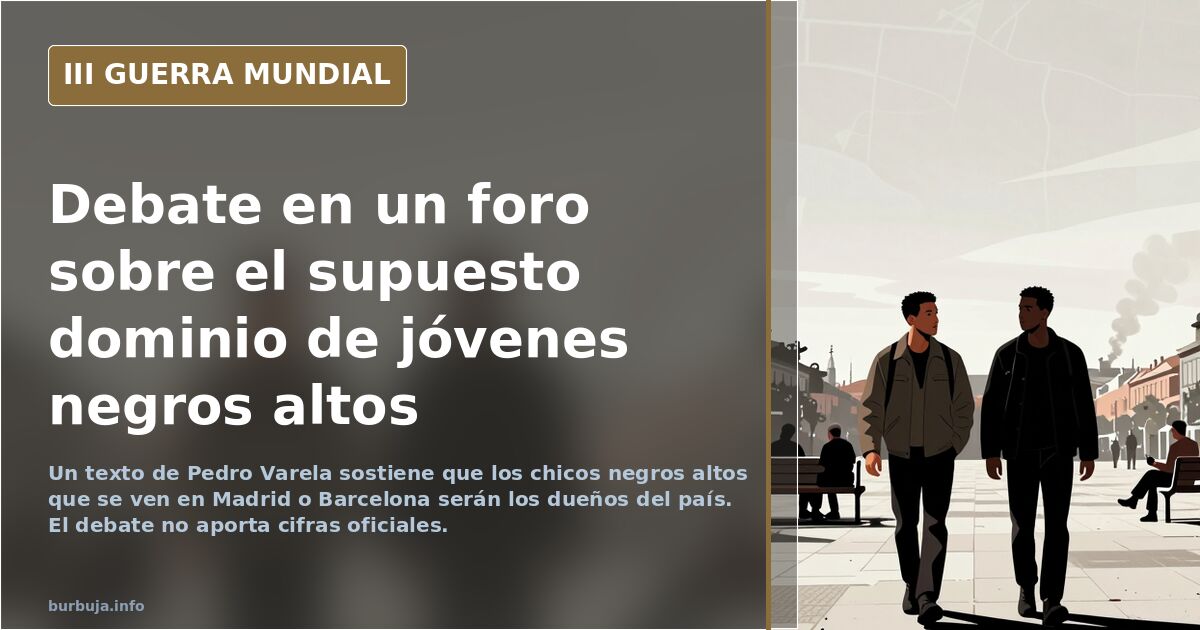 Silueta de un joven alto caminando por una calle urbana española bajo un cielo desaturado, con mapas y humo lejano al fondo