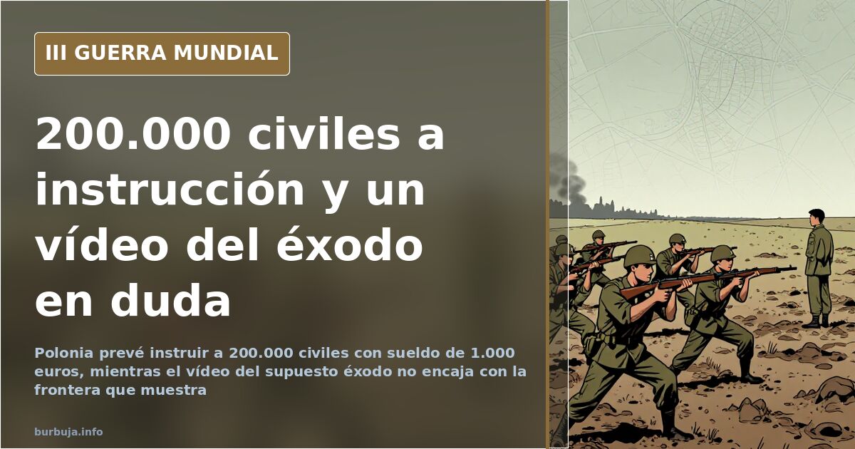 Paso fronterizo con camiones y vallas verdes, en el contexto de la convocatoria de civiles en Polonia