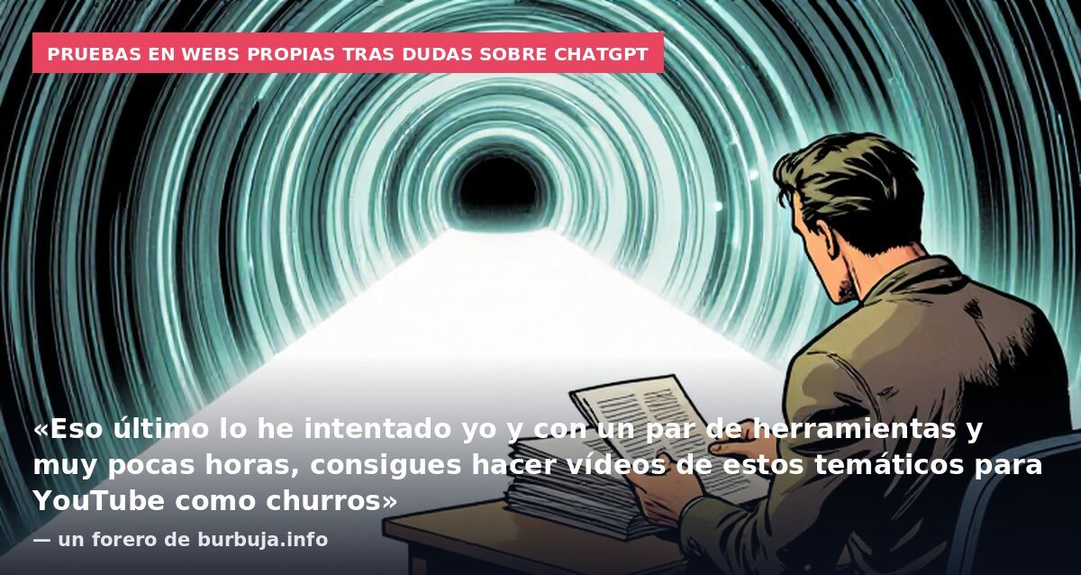 Pruebas en webs propias tras dudas sobre ChatGPT: «Eso último lo he intentado yo y con un par de herramientas y muy pocas horas, consigues hacer vídeos de estos temáticos para YouTube como churros» — un forero de burbuja.info