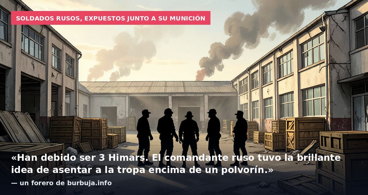 Soldados rusos, expuestos junto a su munición: «Han debido ser 3 Himars. El comandante ruso tuvo la brillante idea de asentar a la tropa encima de un polvorín.» — un forero de burbuja.info