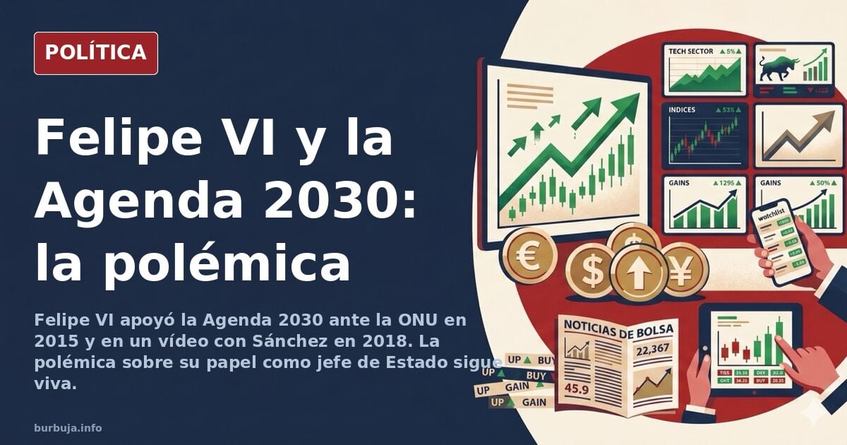 Ilustración editorial de Felipe VI en la ONU con la Agenda 2030