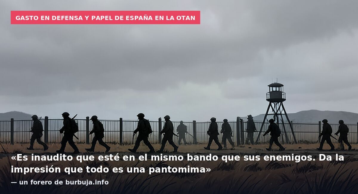 Gasto en defensa y papel de España en la OTAN: «Es inaudito que esté en el mismo bando que sus enemigos. Da la impresión que todo es una pantomima» — un forero de burbuja.info