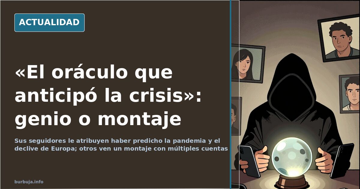Pantallas superpuestas con predicciones de crisis en internet junto a varias cuentas que algunos atribuyen a un mismo perfil 