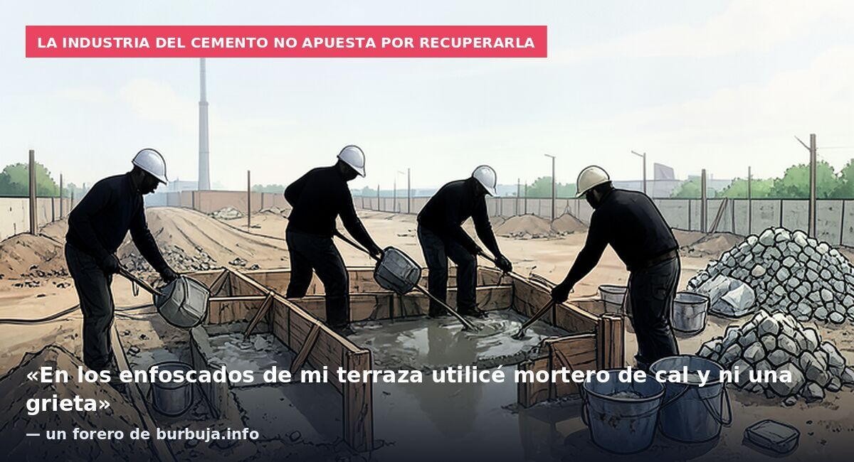 La industria del cemento no apuesta por recuperarla: «En los enfoscados de mi terraza utilicé mortero de cal y ni una grieta» — un forero de burbuja.info