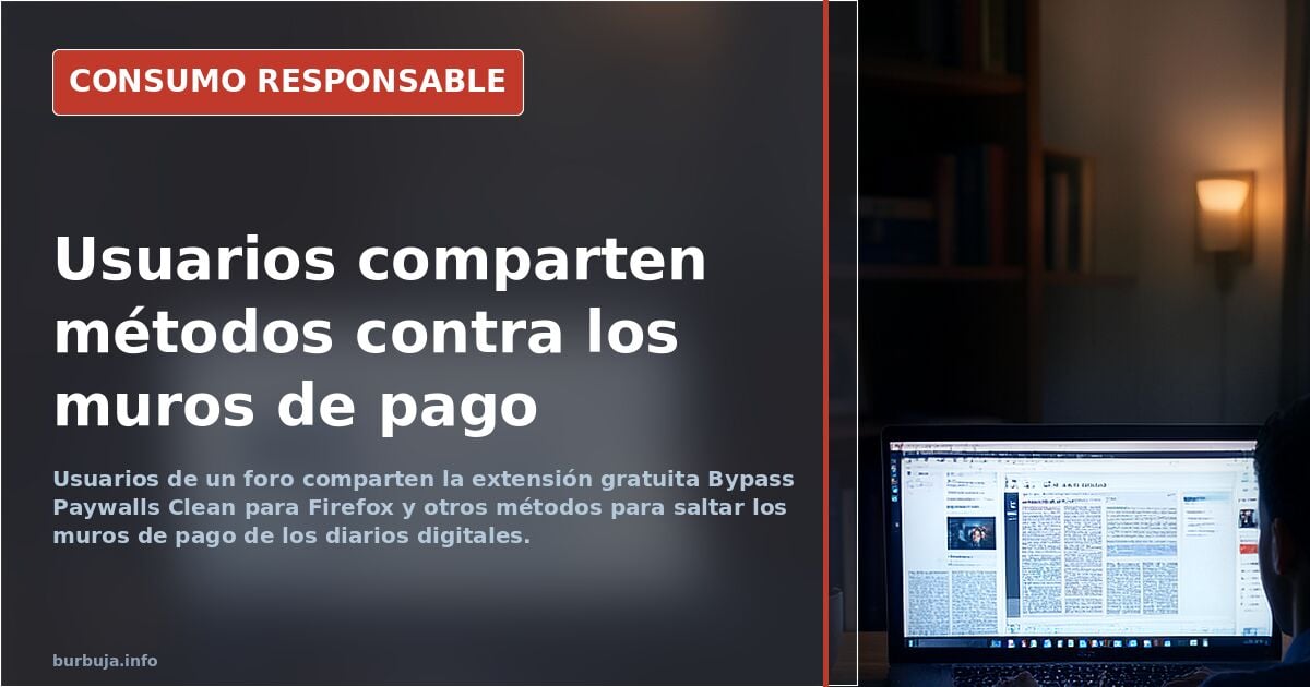 Captura de pantalla de un navegador Firefox con la extensión Bypass Paywalls Clean instalada y un artículo de prensa abierto 
