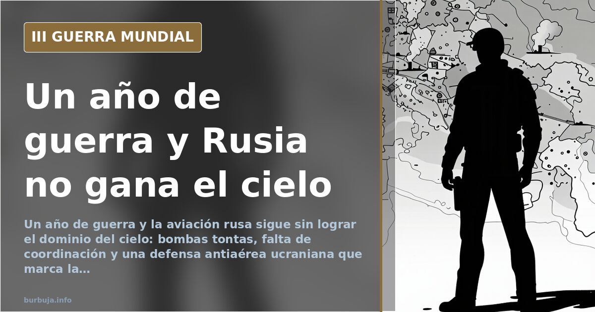 Ilustración documental de un caza de combate sobre un mapa, baterías antiaéreas marcadas y columnas de humo lejanas en el hor