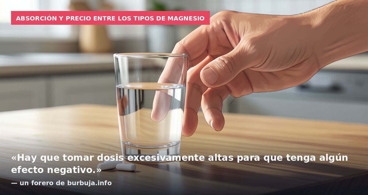 Absorción y precio entre los tipos de magnesio: «Hay que tomar dosis excesivamente altas para que tenga algún efecto negativo.» — un forero de burbuja.info