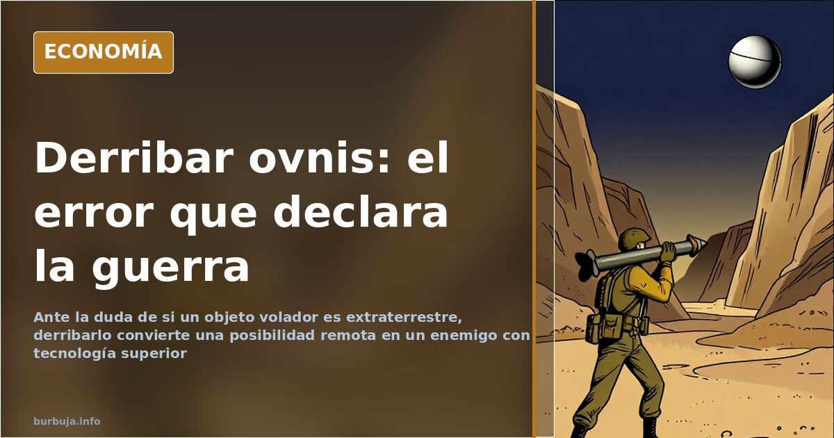 Ilustración editorial de un radar militar y aviones de combate frente a objetos voladores no identificados en el cielo noctur