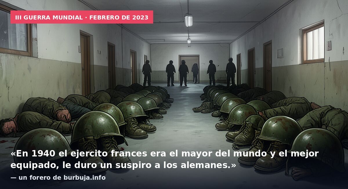 III Guerra Mundial · febrero de 2023: «En 1940 el ejercito frances era el mayor del mundo y el mejor equipado, le duro un suspiro a los alemanes.» — un forero de burbuja.info