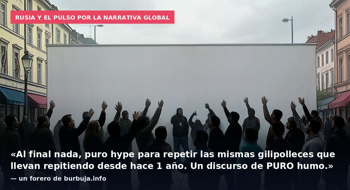Rusia y el pulso por la narrativa global: «Al final nada, puro hype para repetir las mismas gilipolleces que llevan repitiendo desde hace 1 año. Un discurso de PURO humo.» — un forero de burbuja.info
