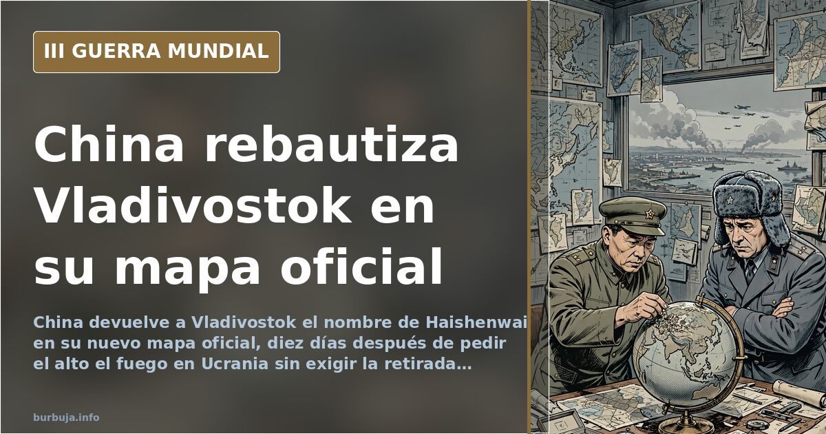 Mapa oficial chino con los nombres históricos de Vladivostok, Sajalín y la cordillera Stanovoy en territorio ruso